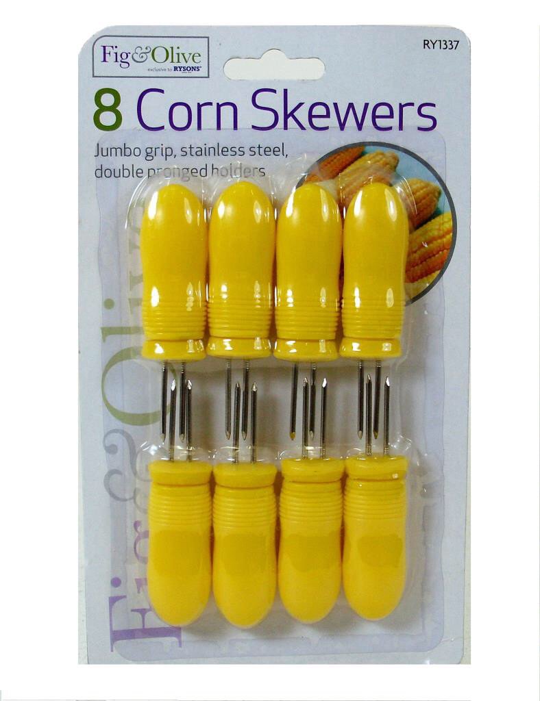 PACK OF 8 JUMBO CORN ON THE COB HOLDERS / SWEETCORN SKEWERS / PRONGS - BBQ