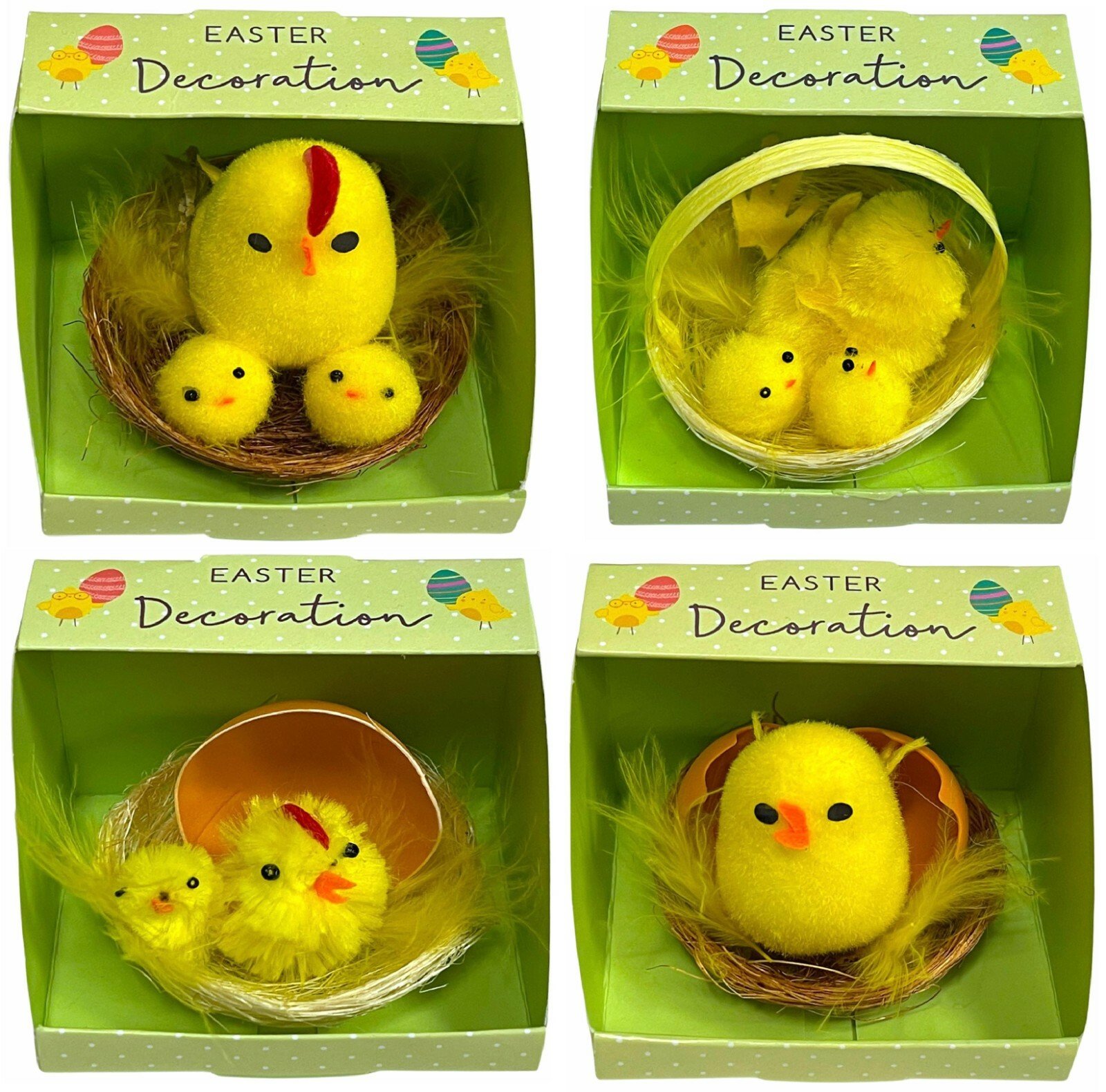 4 Pack Easter Egg Mini Nest Decoration Hatching Chicks Eggs Easter Decor 7 x 7cm