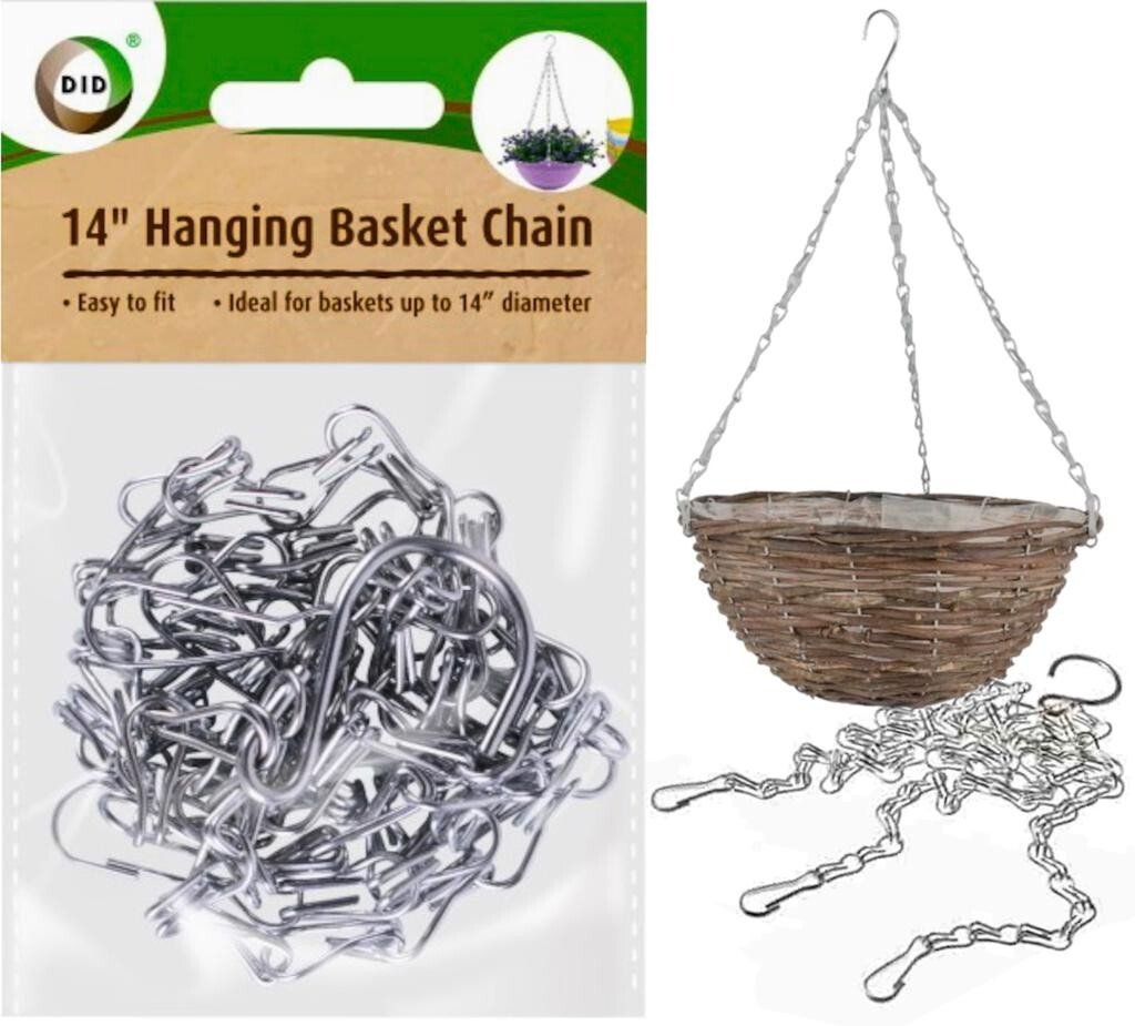 14" Garden Hanging Basket Spare Chains Replacement Hanger 3 Points Metal Chain