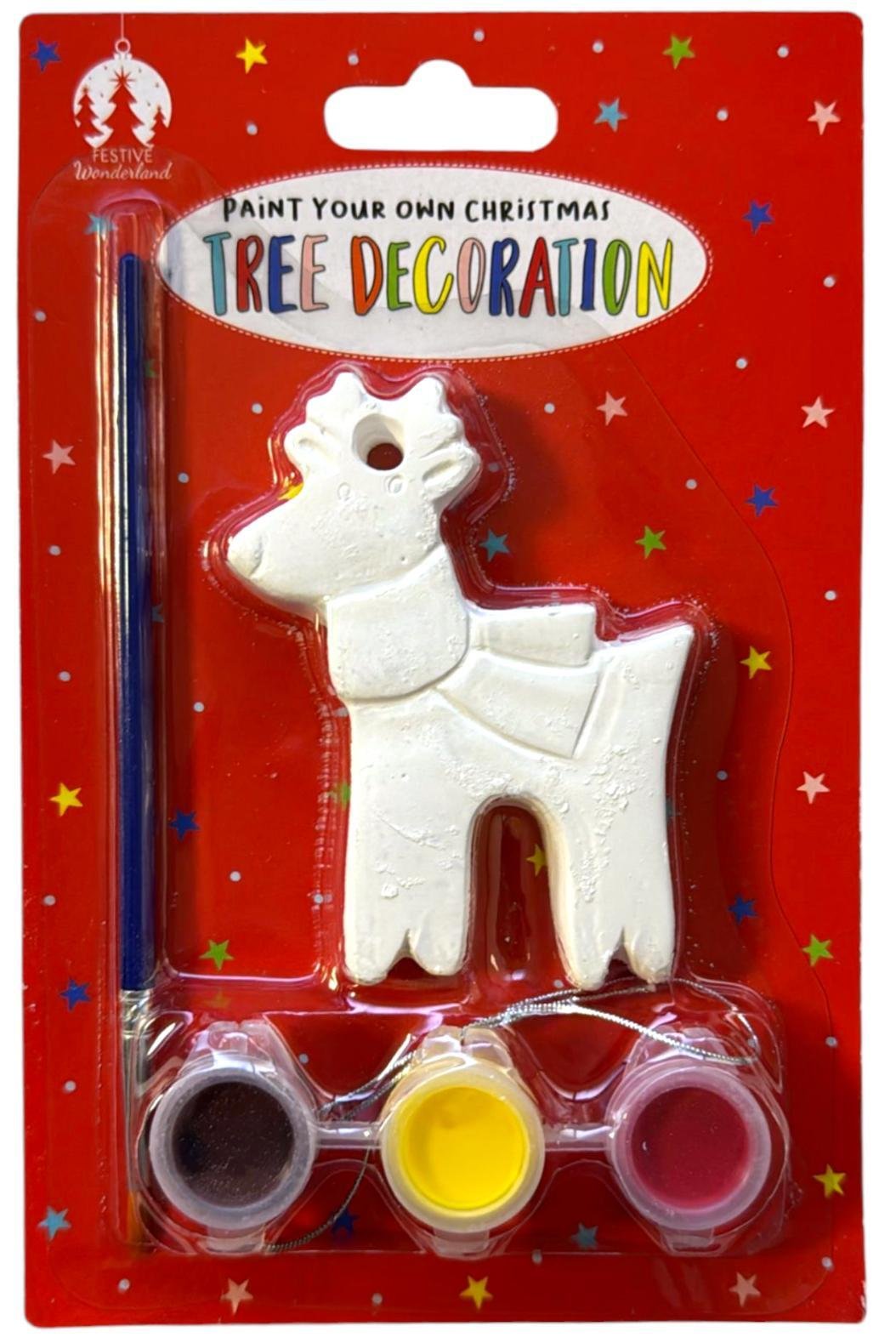 Christmas Paint Your Own Tree Decoration & Paint - Tree Reindeer or Santa Age 3+