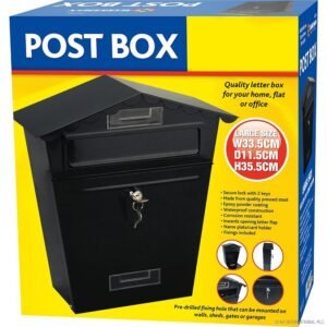 LARGE OUTDOOR STEEL POST BOX POSTBOX LOCKABLE LETTER MAIL WALL MOUNTED 2 KEYS