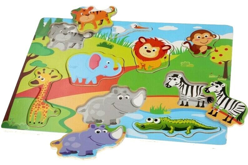 Wooden Puzzle Baby Kids Toddler Jigsaw Alphabet Letters Animal DIY Learning Toys