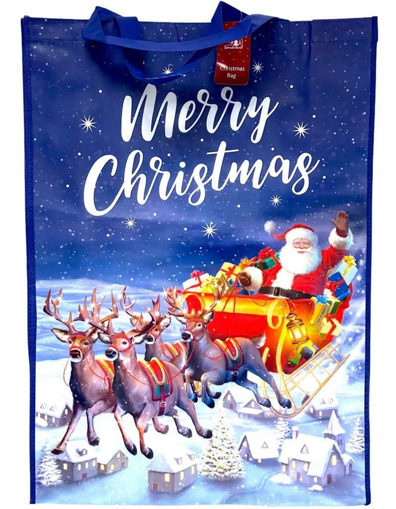 Super Jumbo Christmas Non Woven Santa Sack Vintage Gift Bag 68x48cm Xmas -2 Pack