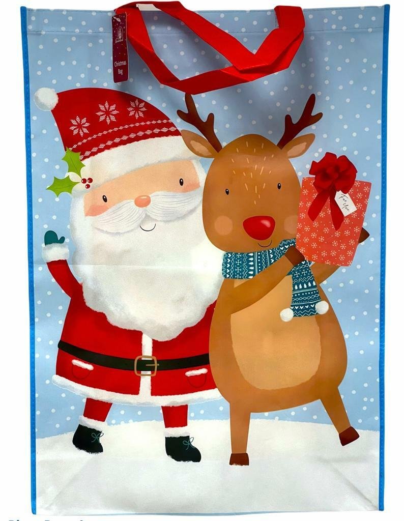 Super Jumbo Christmas Non Woven Santa Sack Vintage Gift Bag 68x48cm Xmas -2 Pack
