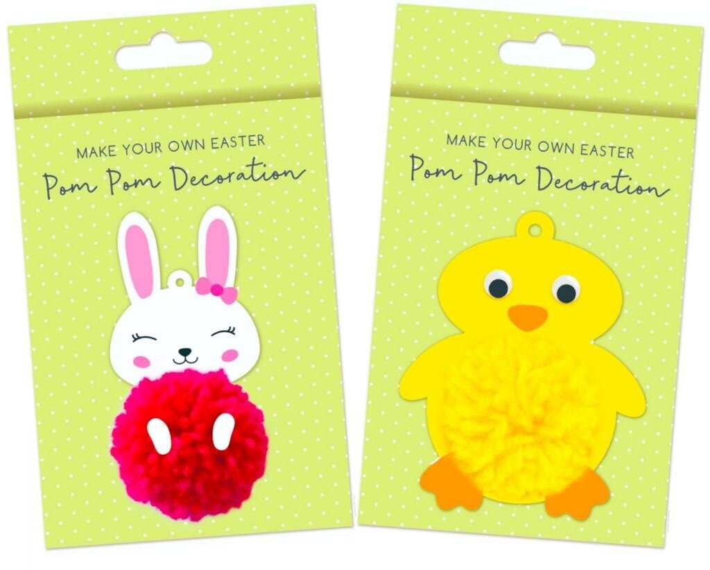 Easter Make Your Own Pom Pom Chick & Bunny Kit Children Adult Hanging Decoration