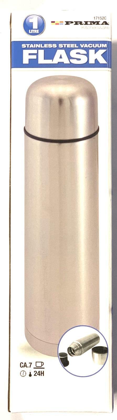 NEW STAINLESS STEEL BULLET VACUUM THERMOS FLASK HOT & COLD - 1000ML UK