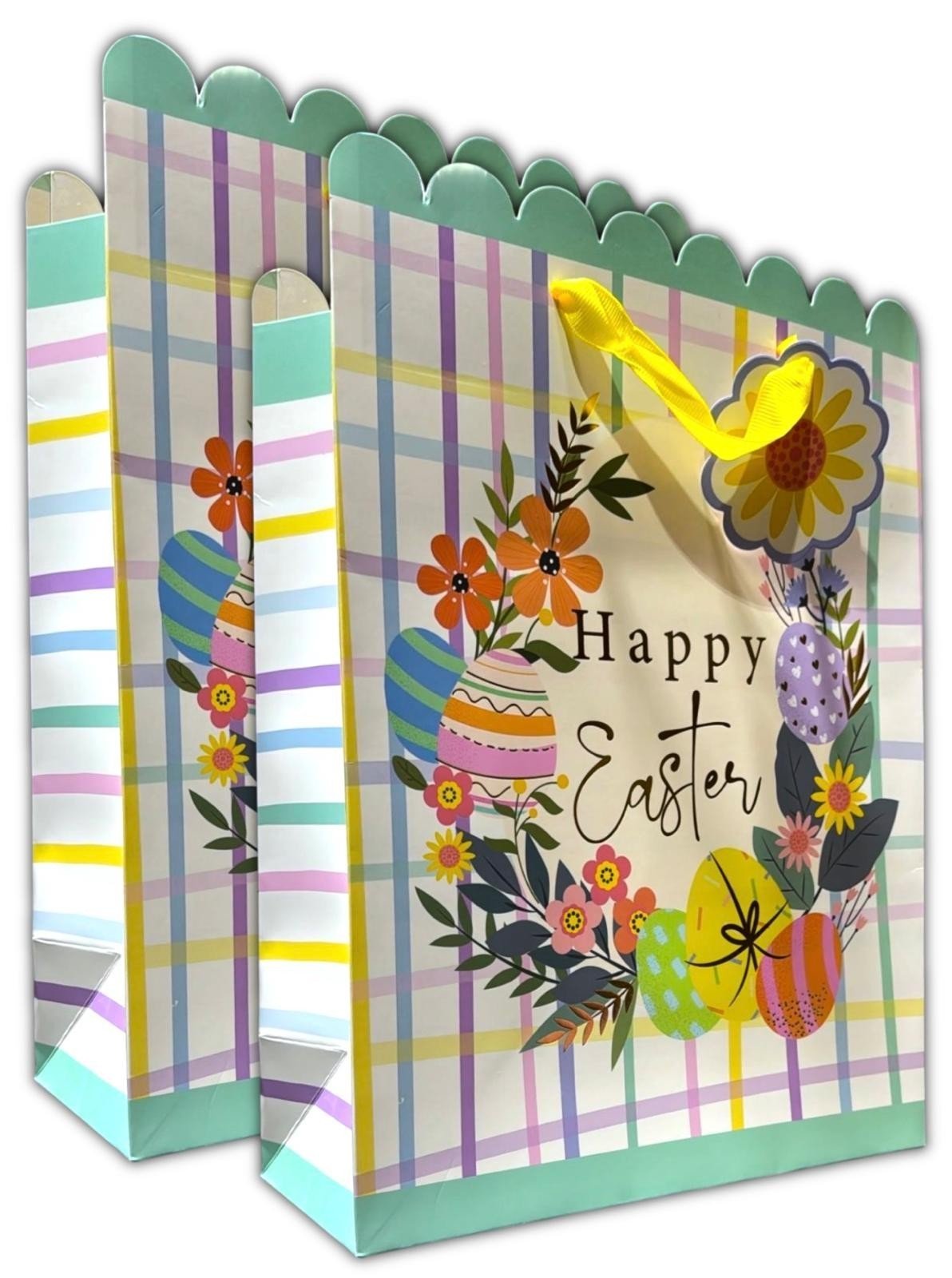 4 Pcs Large Easter Wreath Luxury Present Gift Bags Easter Egg Gift Bag with Tag
