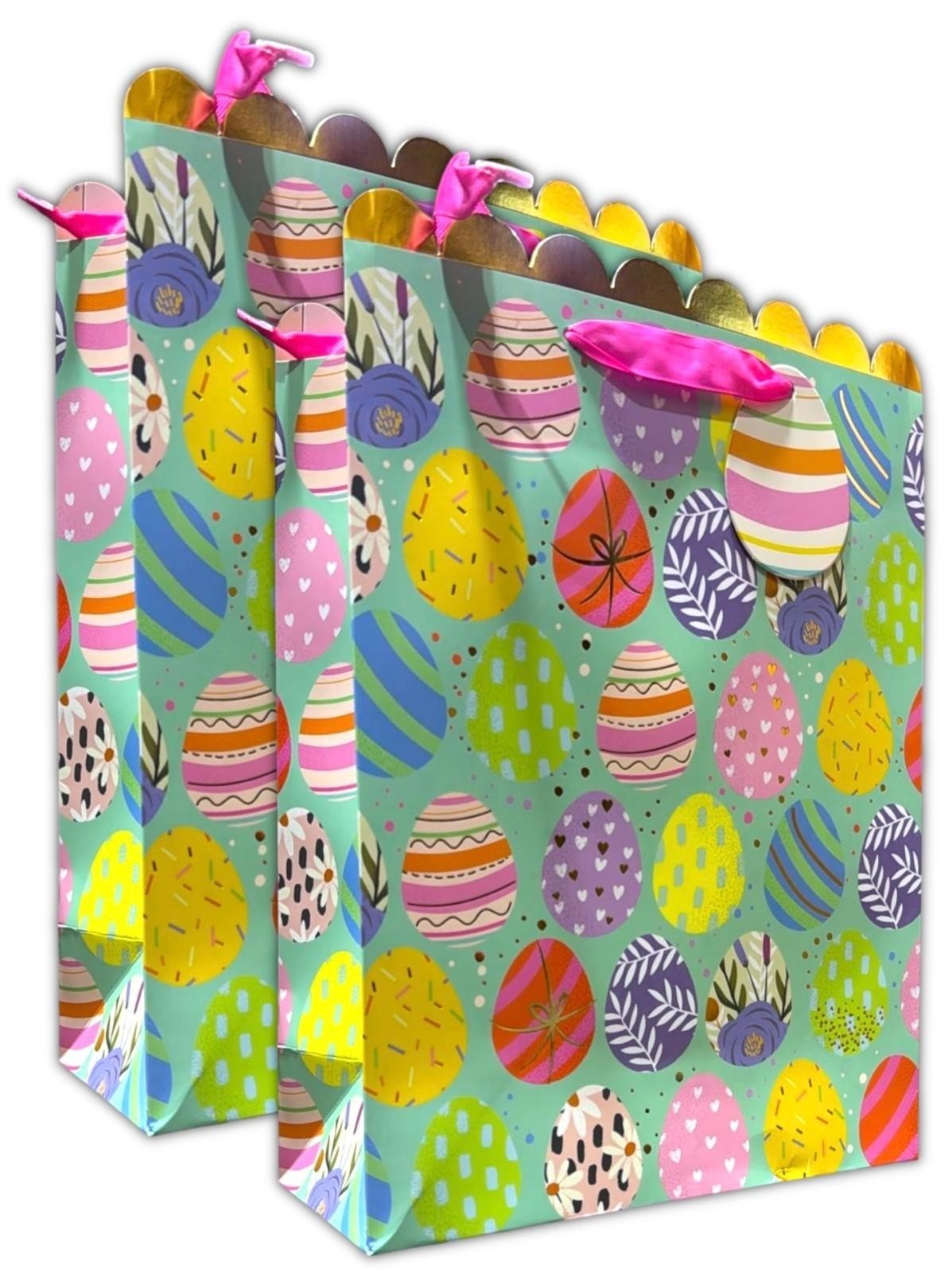 4 Pcs Large Easter Wreath Luxury Present Gift Bags Easter Egg Gift Bag with Tag