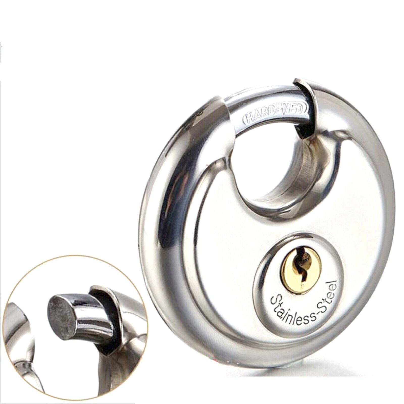 2Pcs Disc Padlock 70mm Heavy Duty Secure Outdoor Lock Waterproof stainless steel