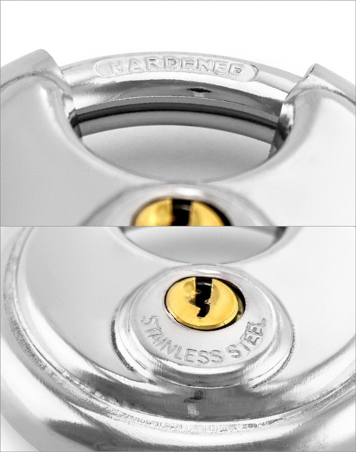 2Pcs Disc Padlock 70mm Heavy Duty Secure Outdoor Lock Waterproof stainless steel
