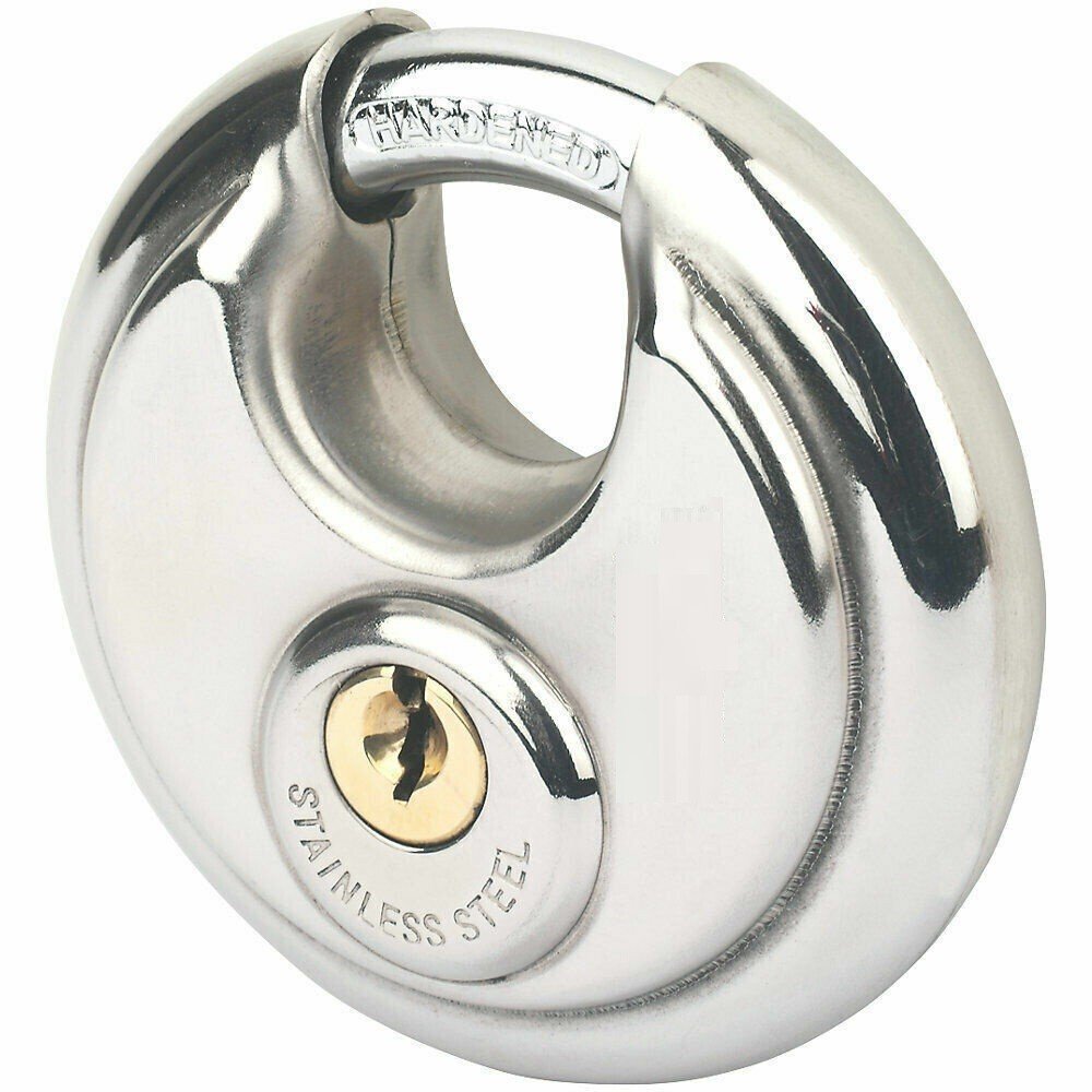 2Pcs Disc Padlock 70mm Heavy Duty Secure Outdoor Lock Waterproof stainless steel
