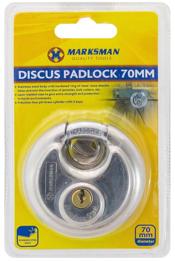 2Pcs Disc Padlock 70mm Heavy Duty Secure Outdoor Lock Waterproof stainless steel