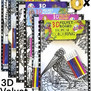 6 Pack 3D Velvet Art Colouring Board Large 10″x 15″ Boys Girls Fun Art Xmas Gift