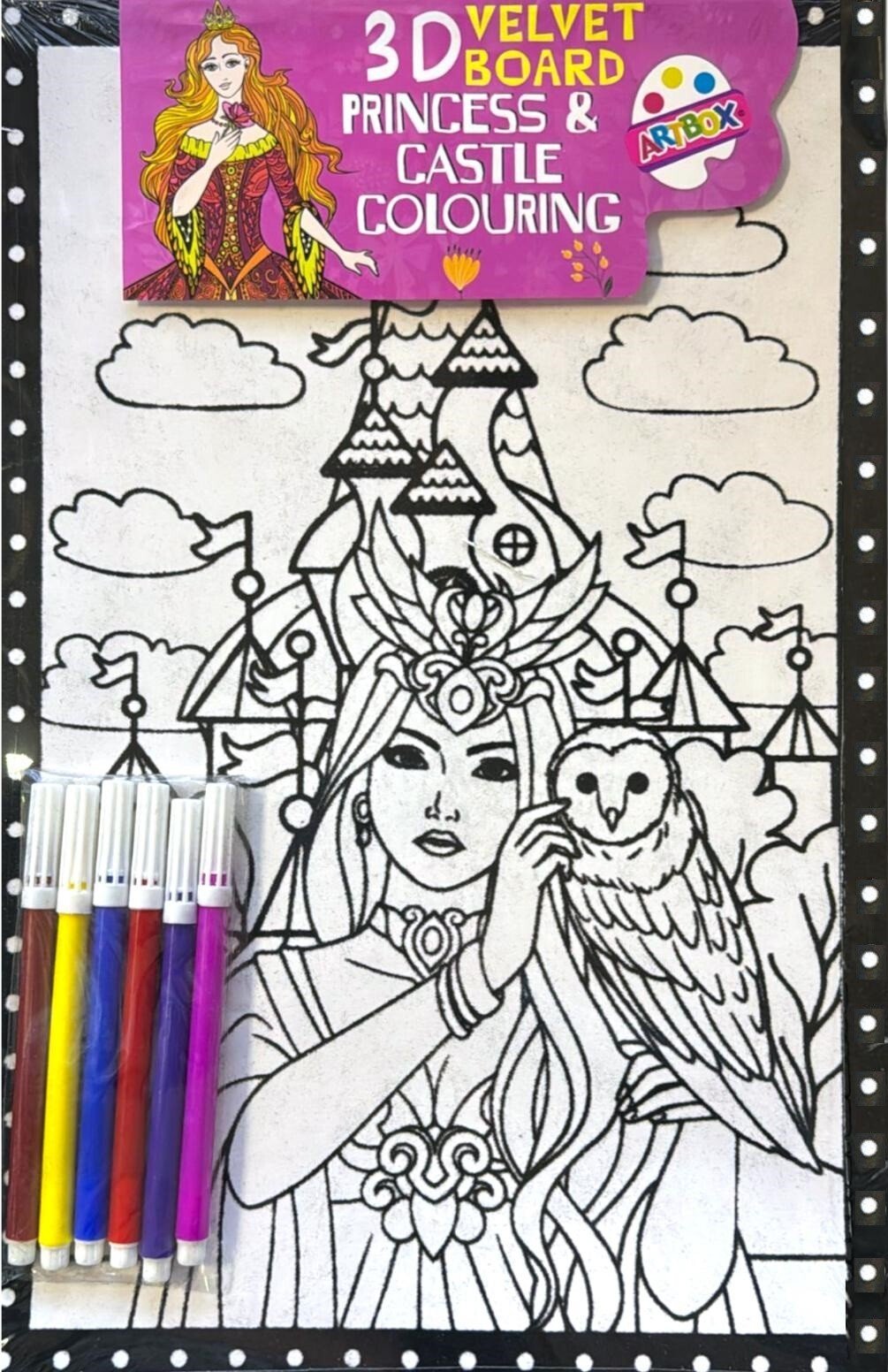 6 Pack 3D Velvet Art Colouring Board Large 10"x 15" Boys Girls Fun Art Xmas Gift