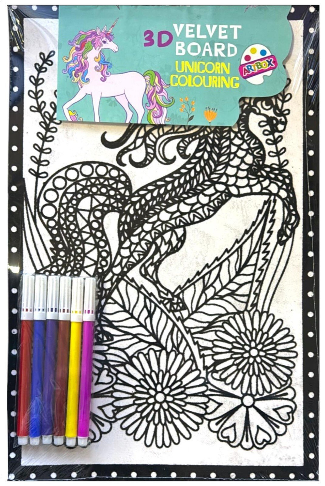 6 Pack 3D Velvet Art Colouring Board Large 10"x 15" Boys Girls Fun Art Xmas Gift