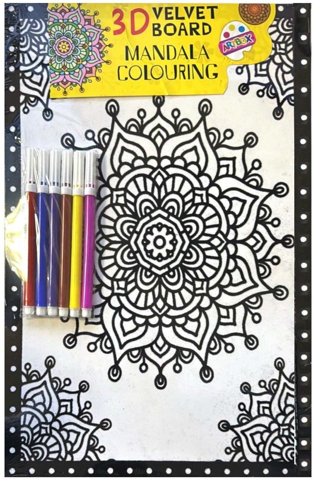 6 Pack 3D Velvet Art Colouring Board Large 10"x 15" Boys Girls Fun Art Xmas Gift
