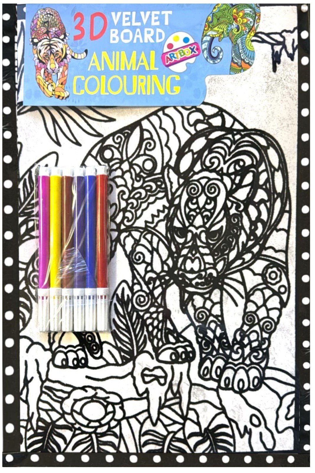 6 Pack 3D Velvet Art Colouring Board Large 10"x 15" Boys Girls Fun Art Xmas Gift