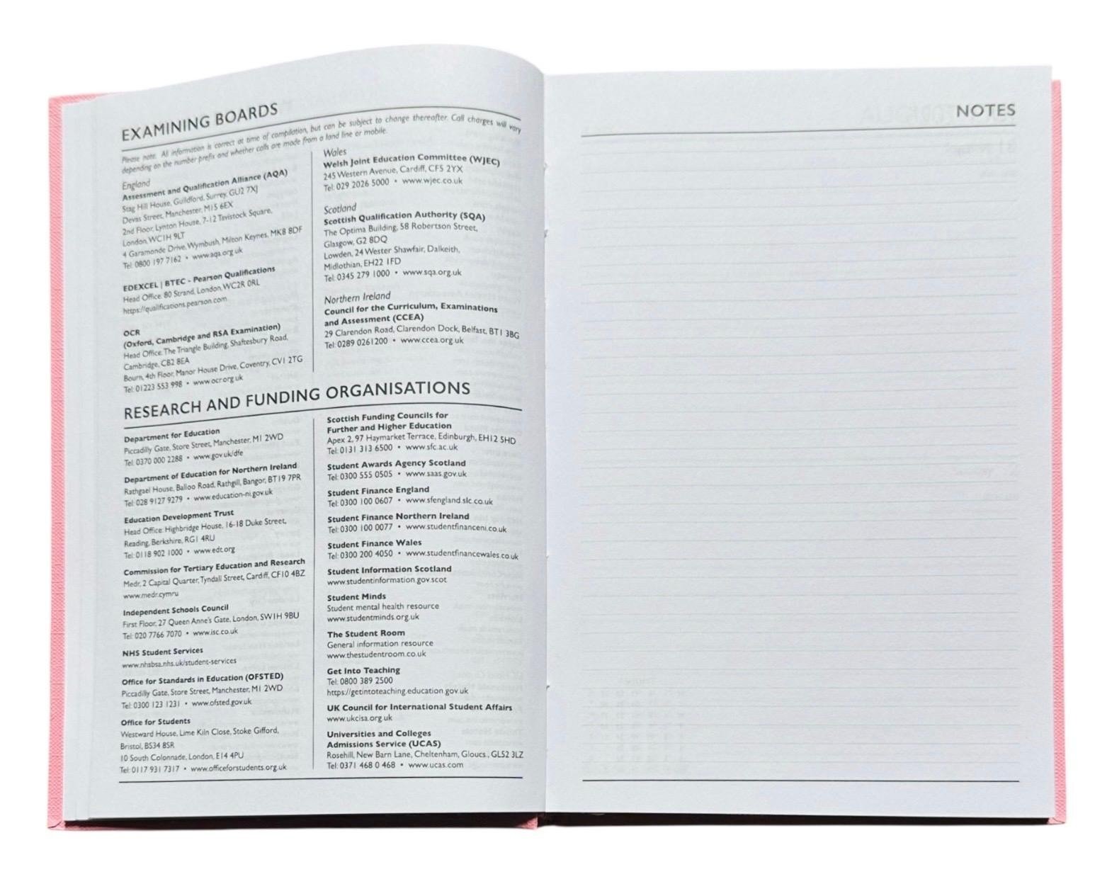 2026-2027 Academic A4 Day to Page Diary School Year Hardback Student Teacher UK