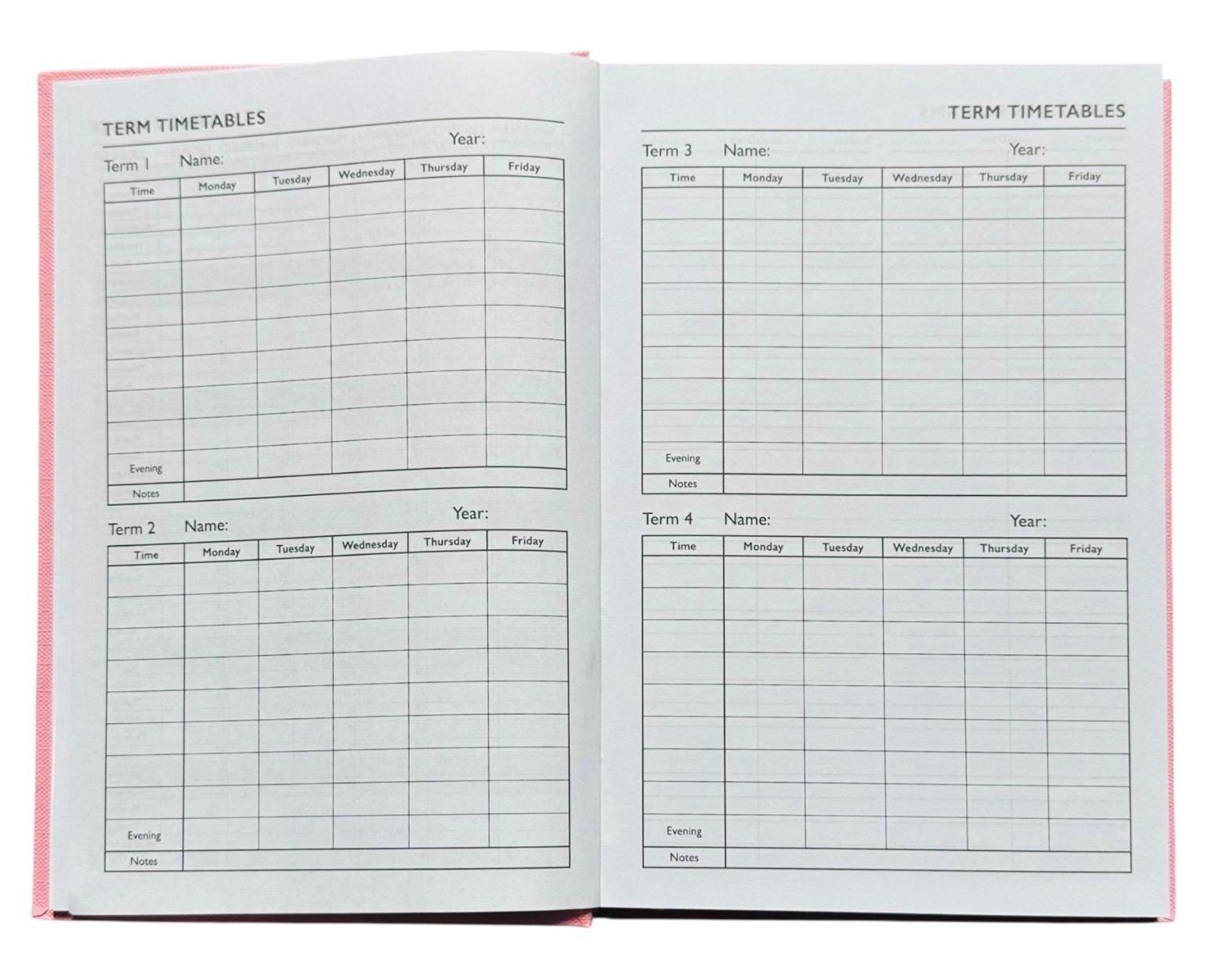 2026-2027 Academic A4 Day to Page Diary School Year Hardback Student Teacher UK