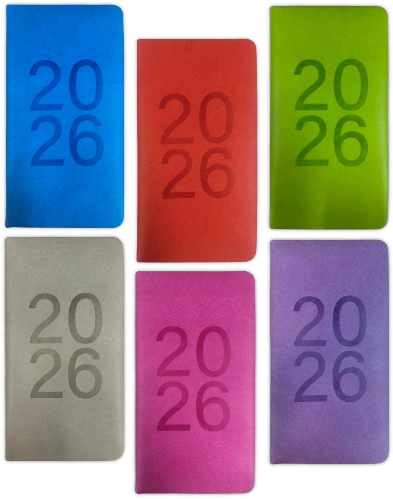 2026 Diary Slim Week To View Embossed PU Bright Colours Dates Full Year Planner