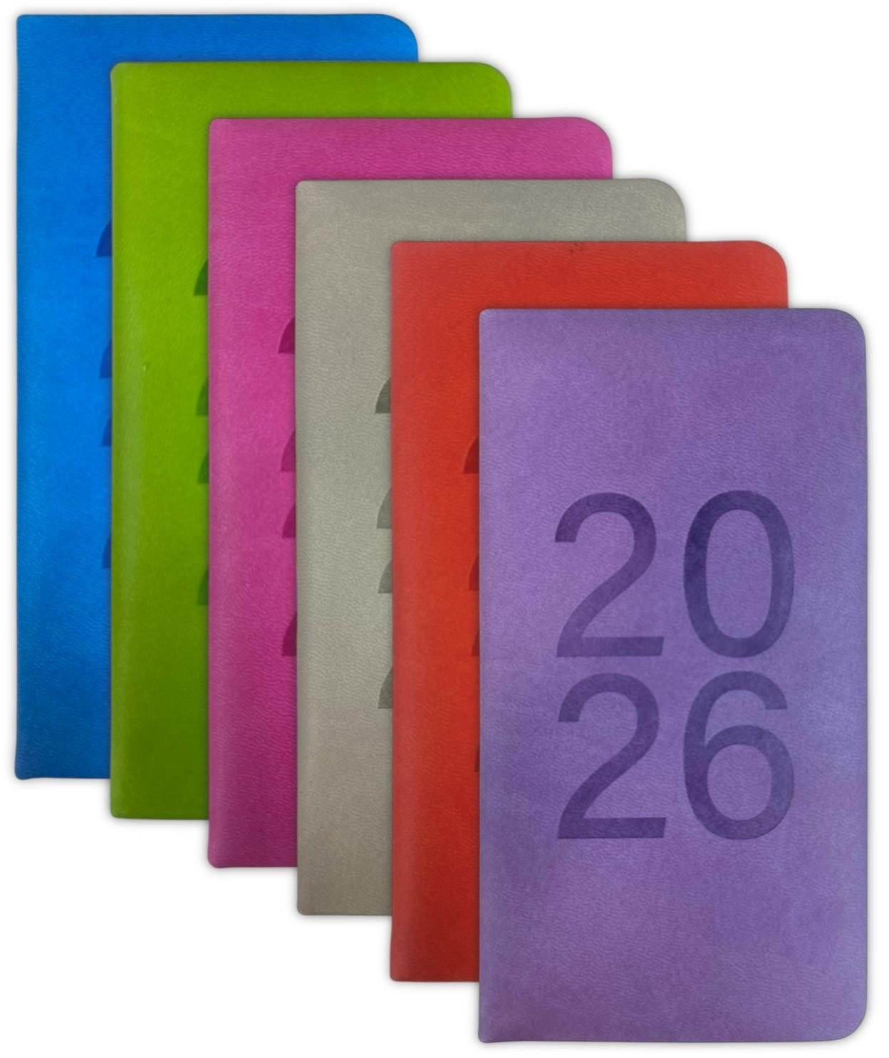 2026 Diary Slim Week To View Embossed PU Bright Colours Dates Full Year Planner