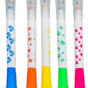 5 Double Ended Stamper Marker Pens Fibre Tips Stamps Colouring Felt Tips
