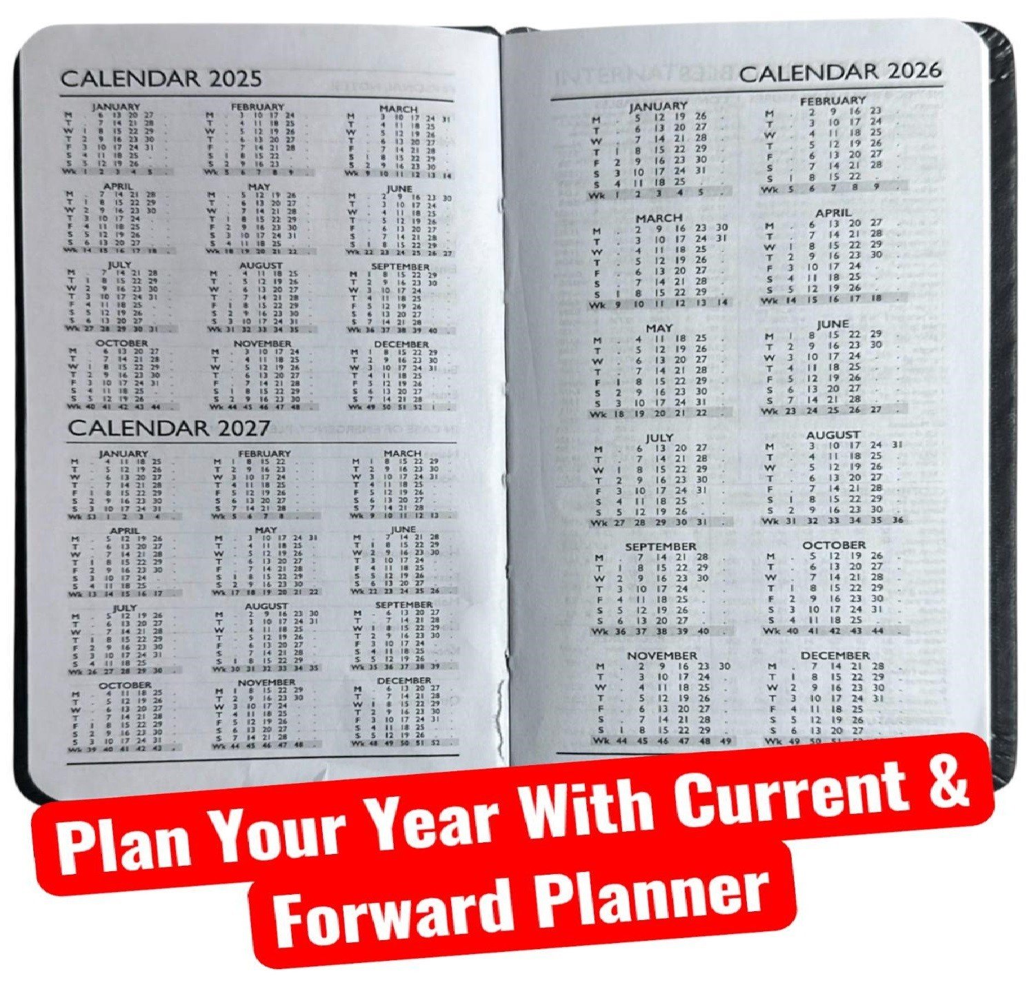 2026 Pocket Diary Week To View Full Year Cute Fabric Tartan Notes Dates Calendar