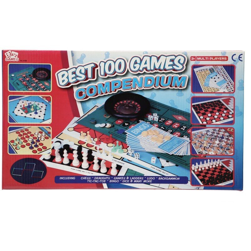 100 Game Compendium Set Snakes And Ladders Ludo, Backgammon Draughts Bingo BNIB