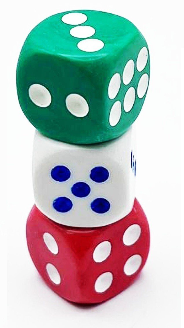 18 Pack Coloured Dice Spot 3 Colours Weight Gloss D6 Dice Set Replace Dice Set