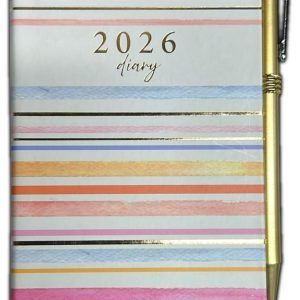 2026 DIARY SLIM LINE WEEK TO VIEW WATERCOLOR STRIPES WITH PEN FASHION DIARY