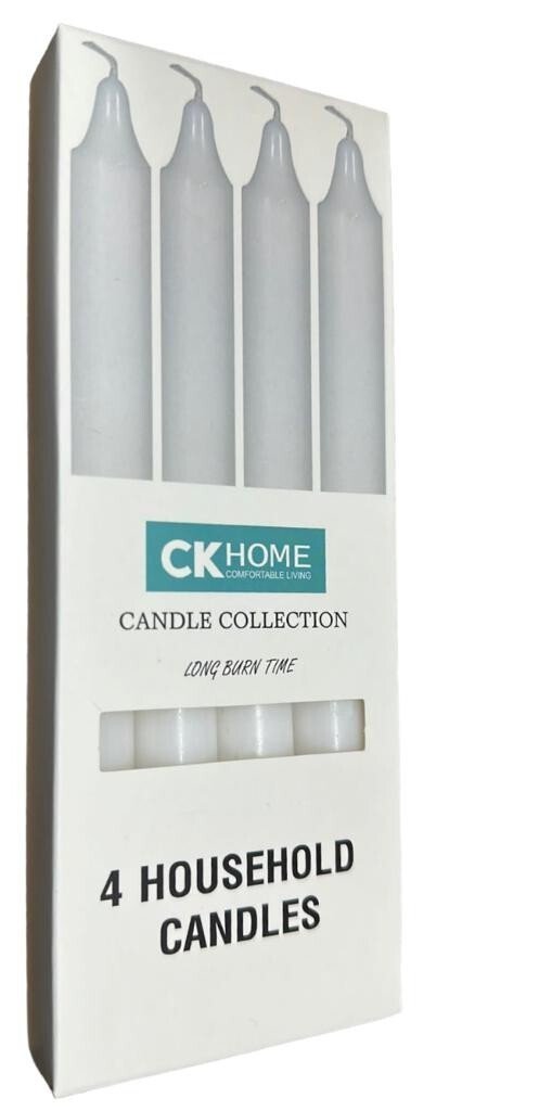 Candles Household White Wax Candles 5 Hour Burn Time 1.8cm Diameter 4 Pack