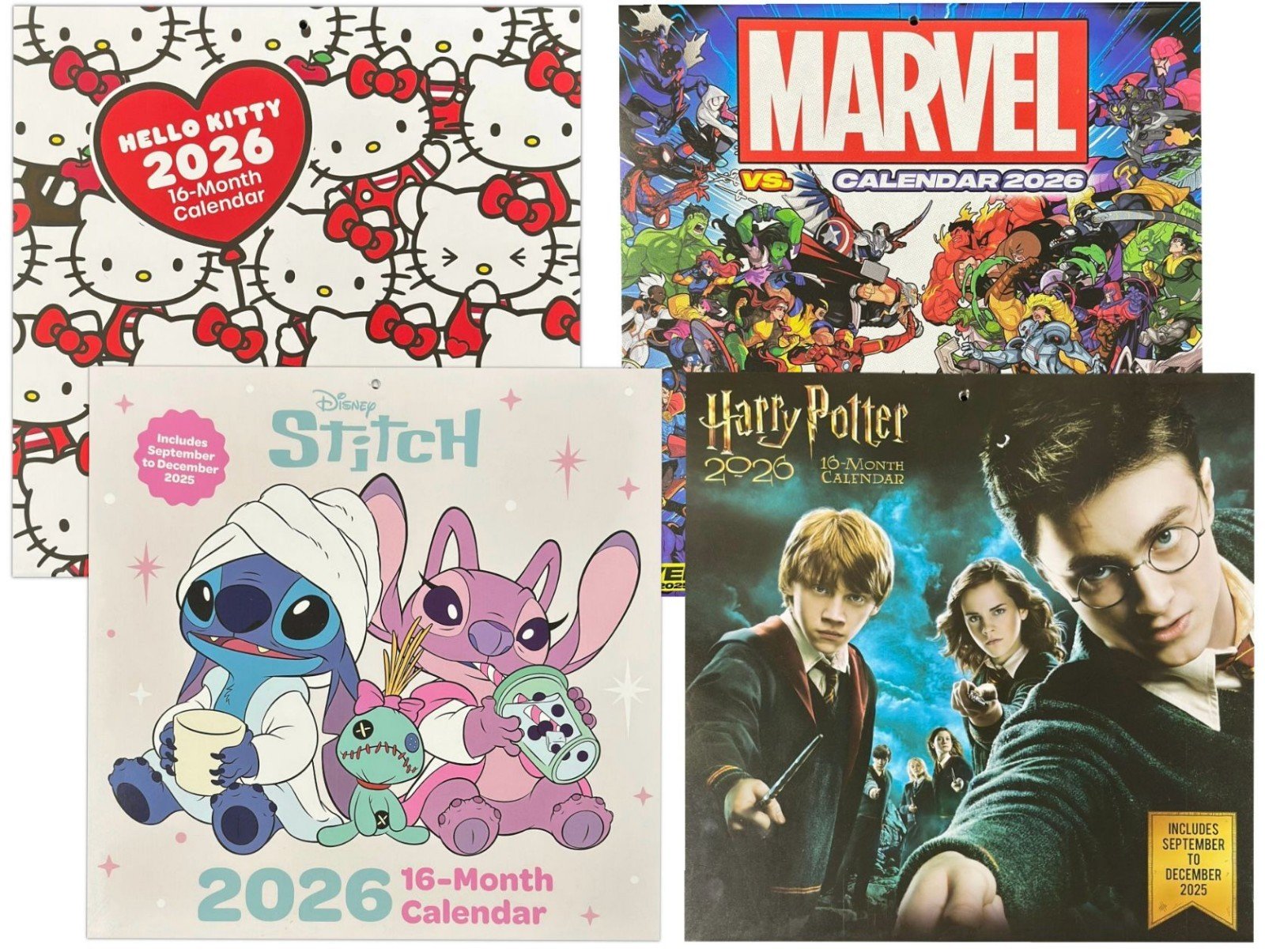 2026 Calendar Lilo & Stitch Marvel Disney Month to View Square 16 Months Planner