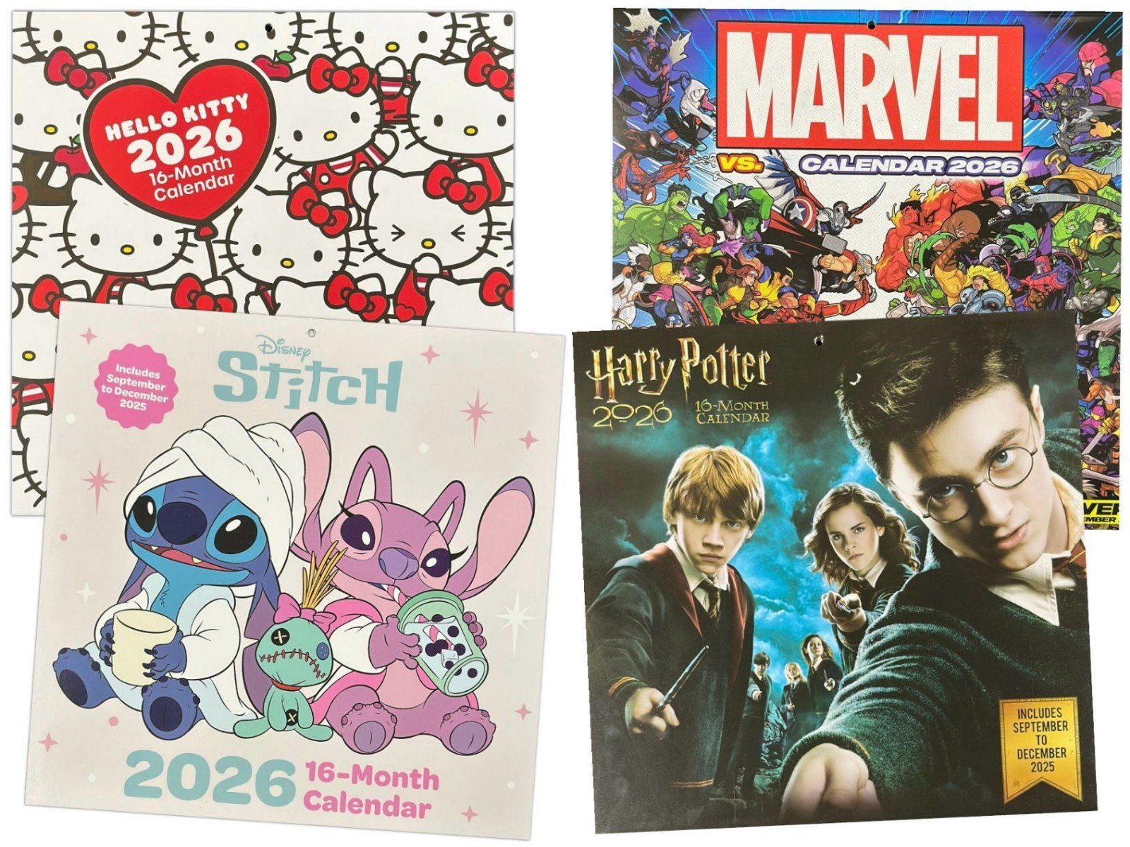 2026 Calendar Lilo & Stitch Marvel Disney Month to View Square 16 Months Planner