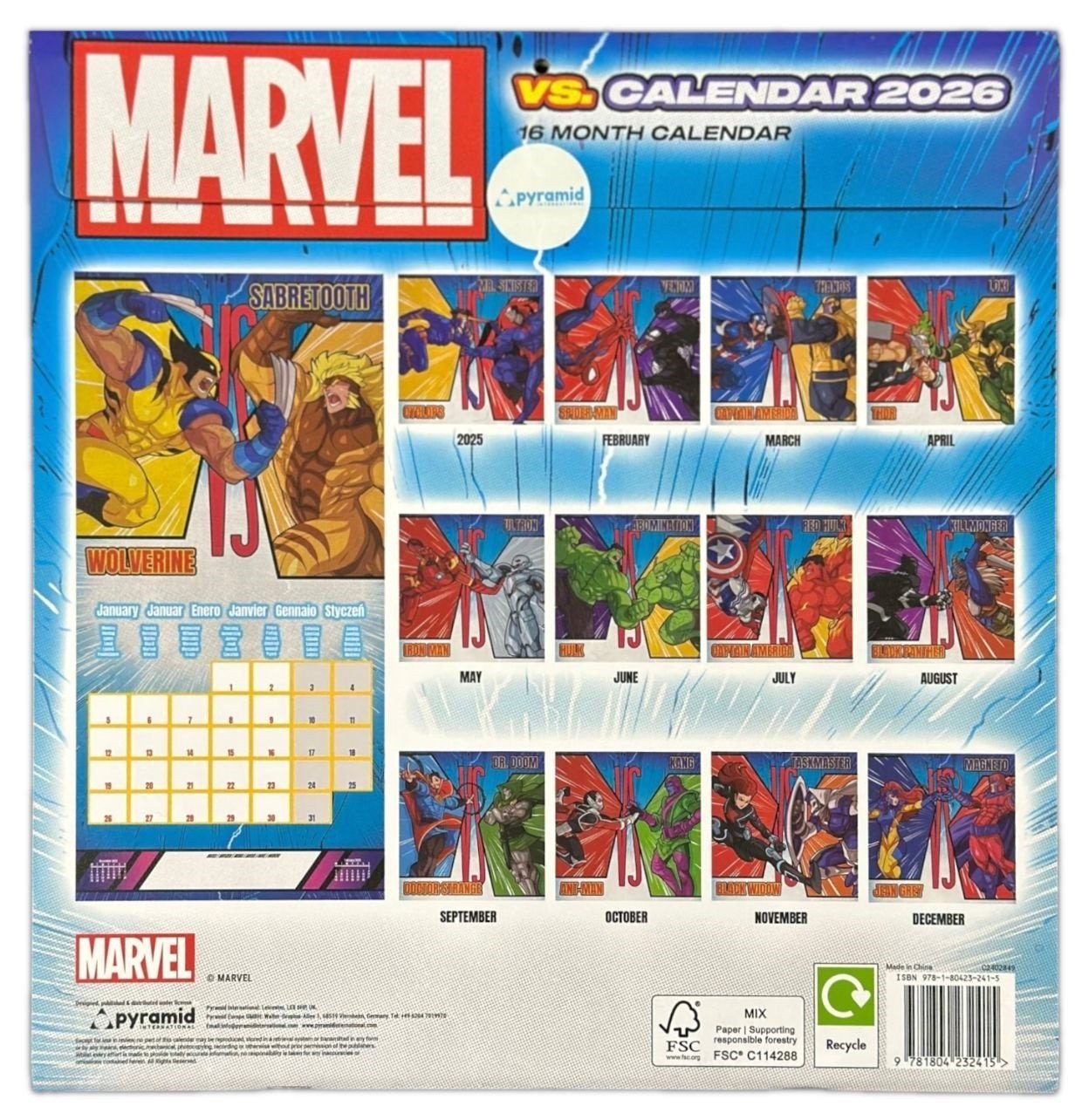 2026 Calendar Lilo & Stitch Marvel Disney Month to View Square 16 Months Planner