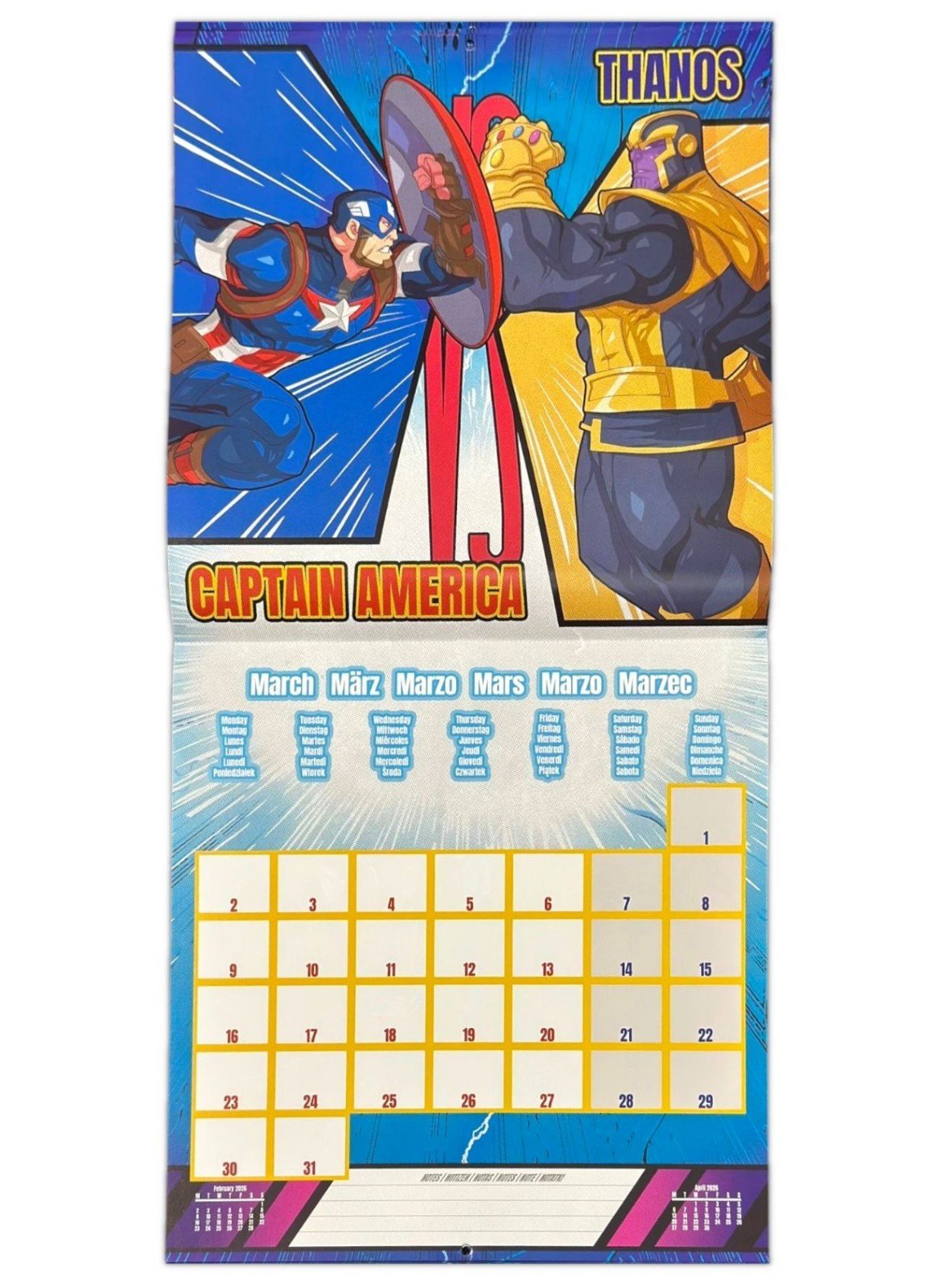 2026 Calendar Lilo & Stitch Marvel Disney Month to View Square 16 Months Planner
