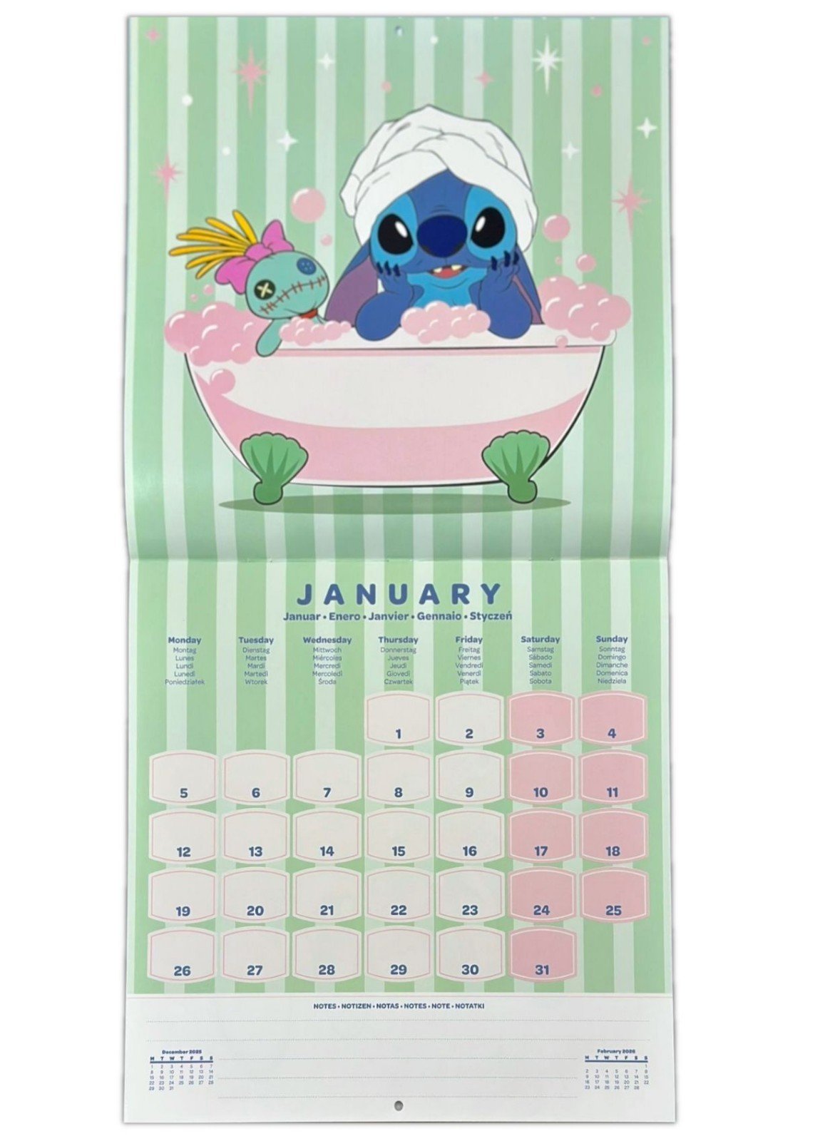 2026 Calendar Lilo & Stitch Marvel Disney Month to View Square 16 Months Planner