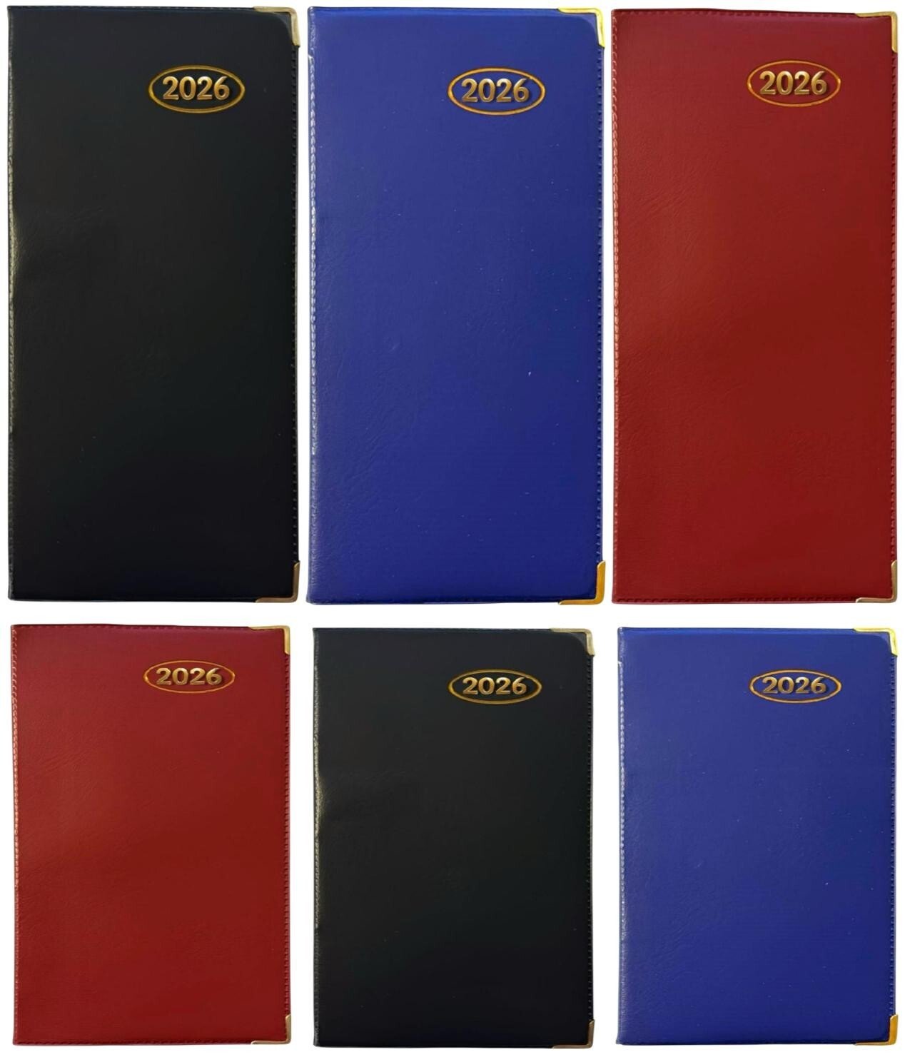 3 X 2026 DIARY POCKET SLIM SLIMLINE WEEK TO VIEW METAL EDGE SOFT PVC COVER DIARY