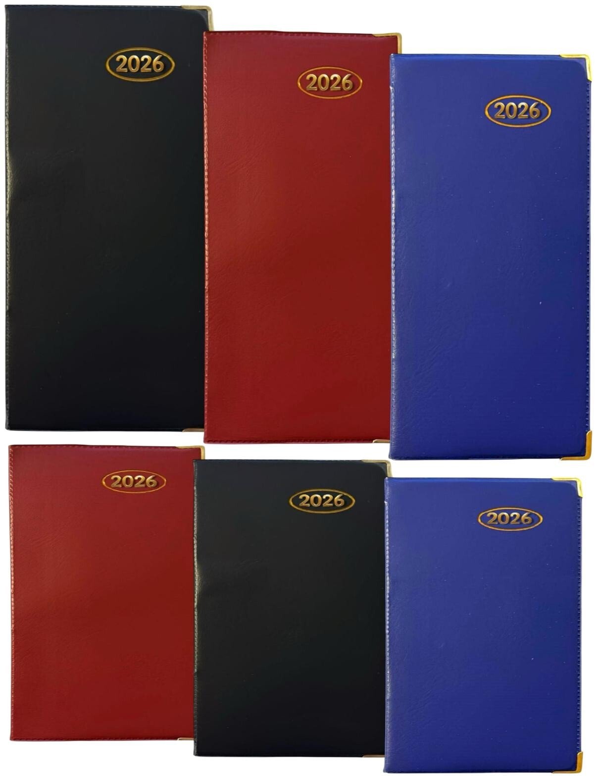 3 X 2026 DIARY POCKET SLIM SLIMLINE WEEK TO VIEW METAL EDGE SOFT PVC COVER DIARY