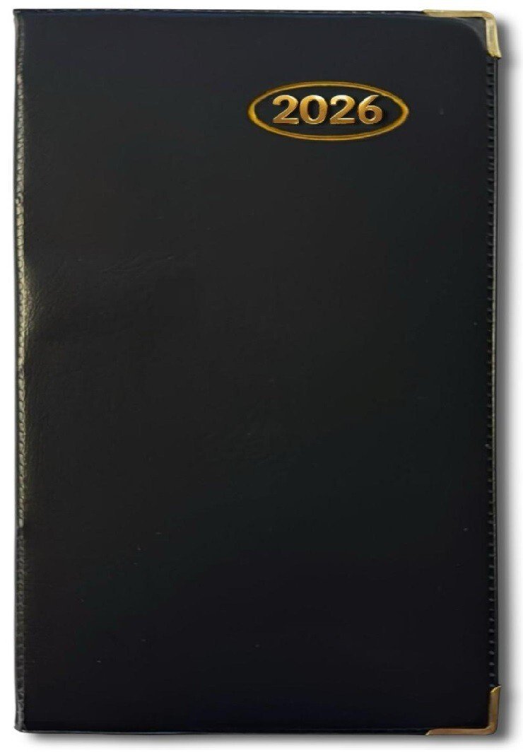3 X 2026 DIARY POCKET SLIM SLIMLINE WEEK TO VIEW METAL EDGE SOFT PVC COVER DIARY