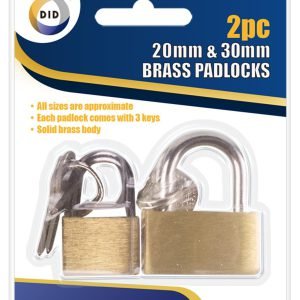 2 Pack Padlock Brass Lock Security Shackle Travel Luggage Suitcase Bag Keys Set
