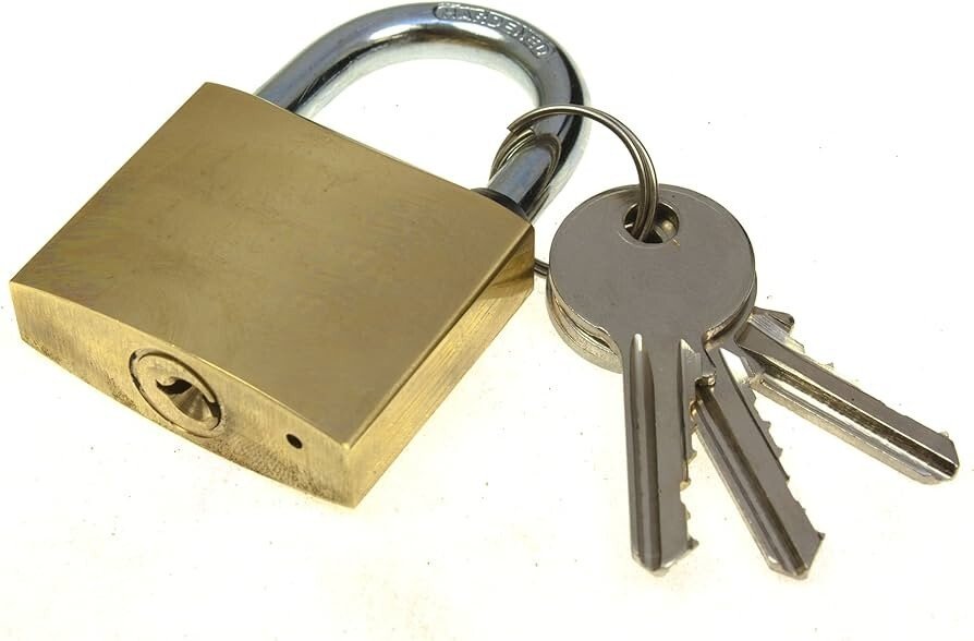 2 Pack Padlock Brass Lock Security Shackle Travel Luggage Suitcase Bag Keys Set