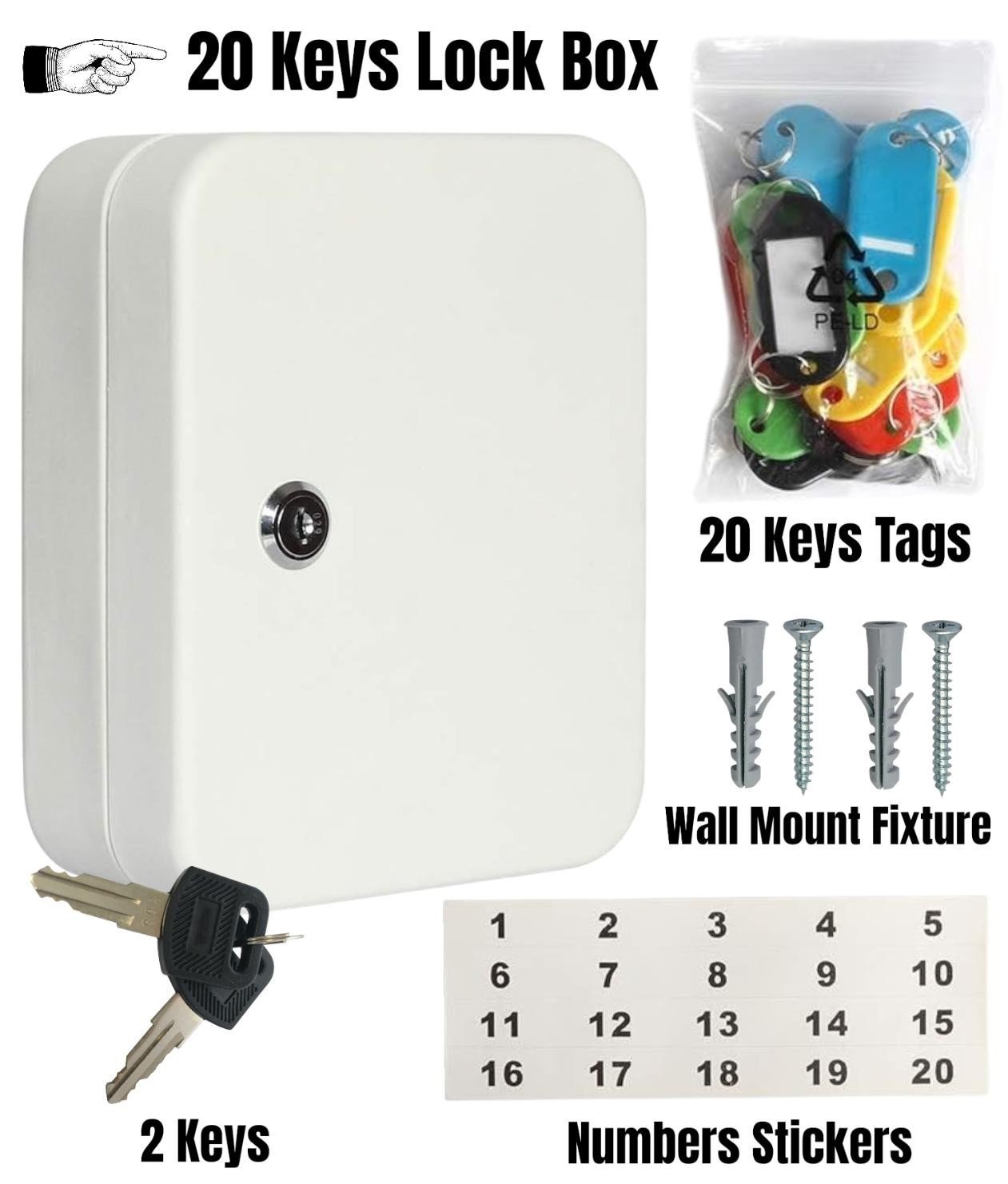 Combination Cabinet Safe Lock Metal 20 Key Wall Mounted Security Storage Box