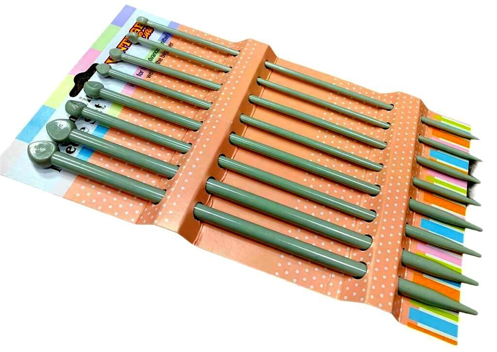 8pcs Quality Plastic Knitting Needles Craft Set 25cm x 4mm - 5mm - 6mm - 8mm NEW