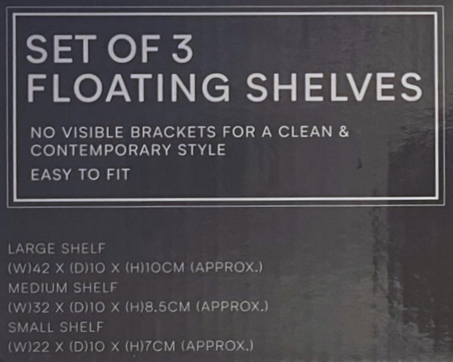 Set of 3 Floating Shelves Wall Mounted Storage Display Shelf Kit Home Decor GREY