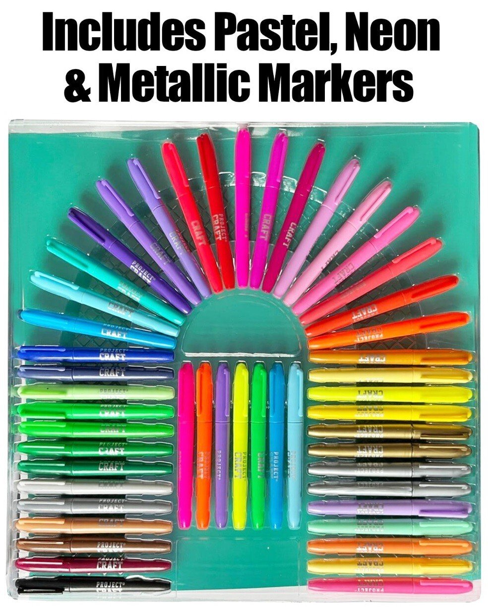 50 Rainbow Pens Set Pastel Neon Drawing Markers Colouring Art School Colour Kids