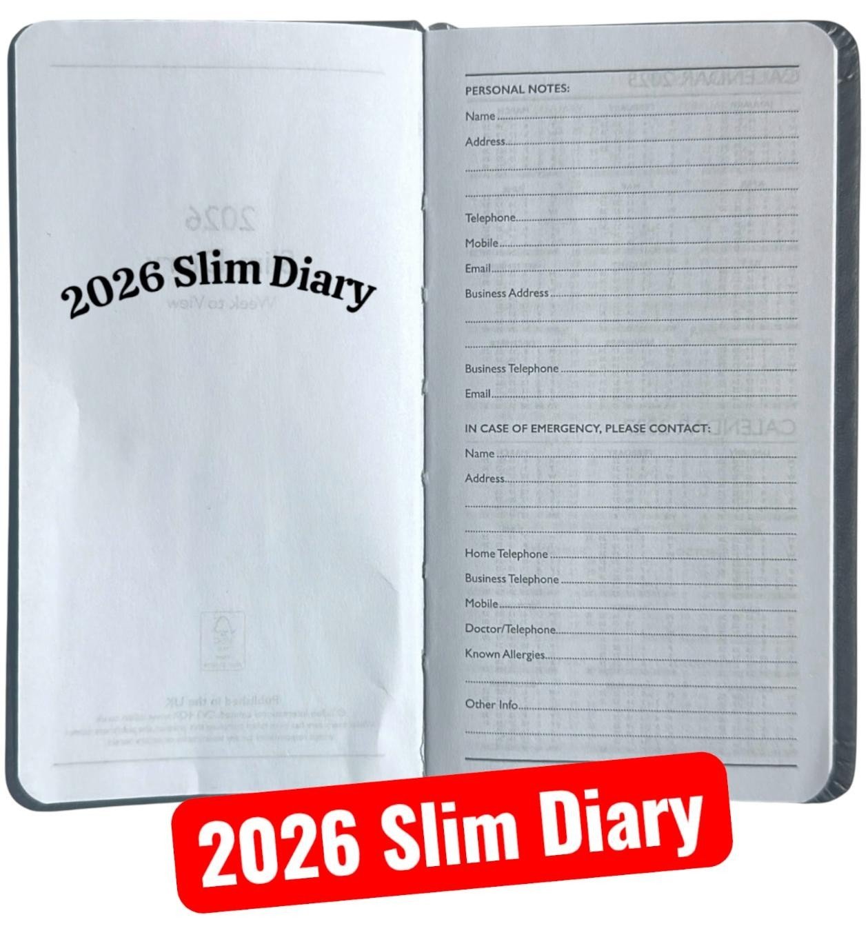 2026 Diary Slim Week to View Full Year Organiser Colorful Duck Diary Planner