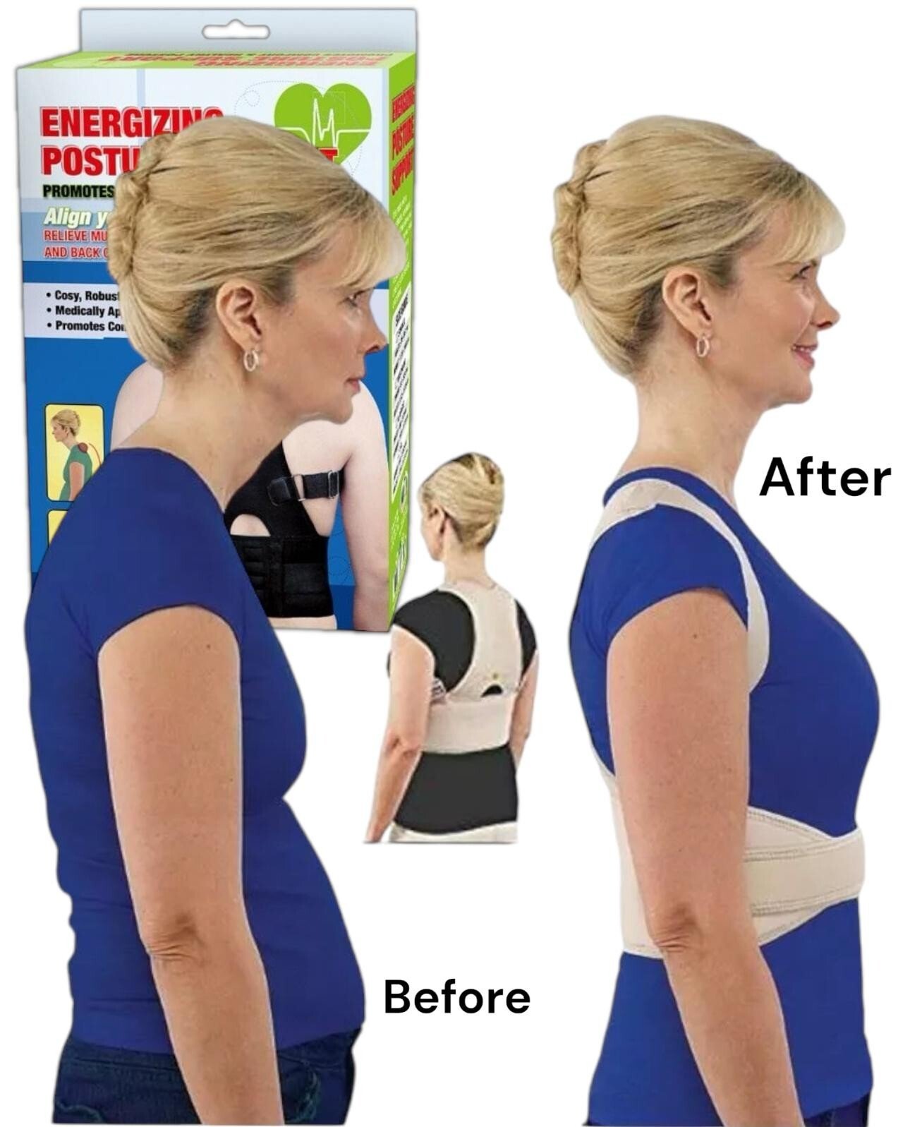 Neoprene Magnetic Posture Corrector Bad Back Lumbar Shoulder Support Belt Brace
