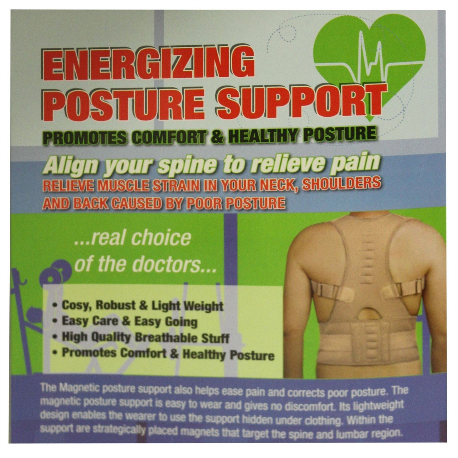 Neoprene Magnetic Posture Corrector Bad Back Lumbar Shoulder Support Belt Brace