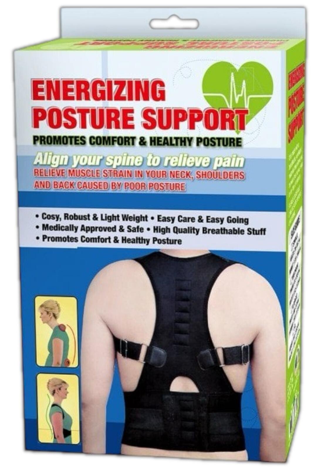 Neoprene Magnetic Posture Corrector Bad Back Lumbar Shoulder Support Belt Brace